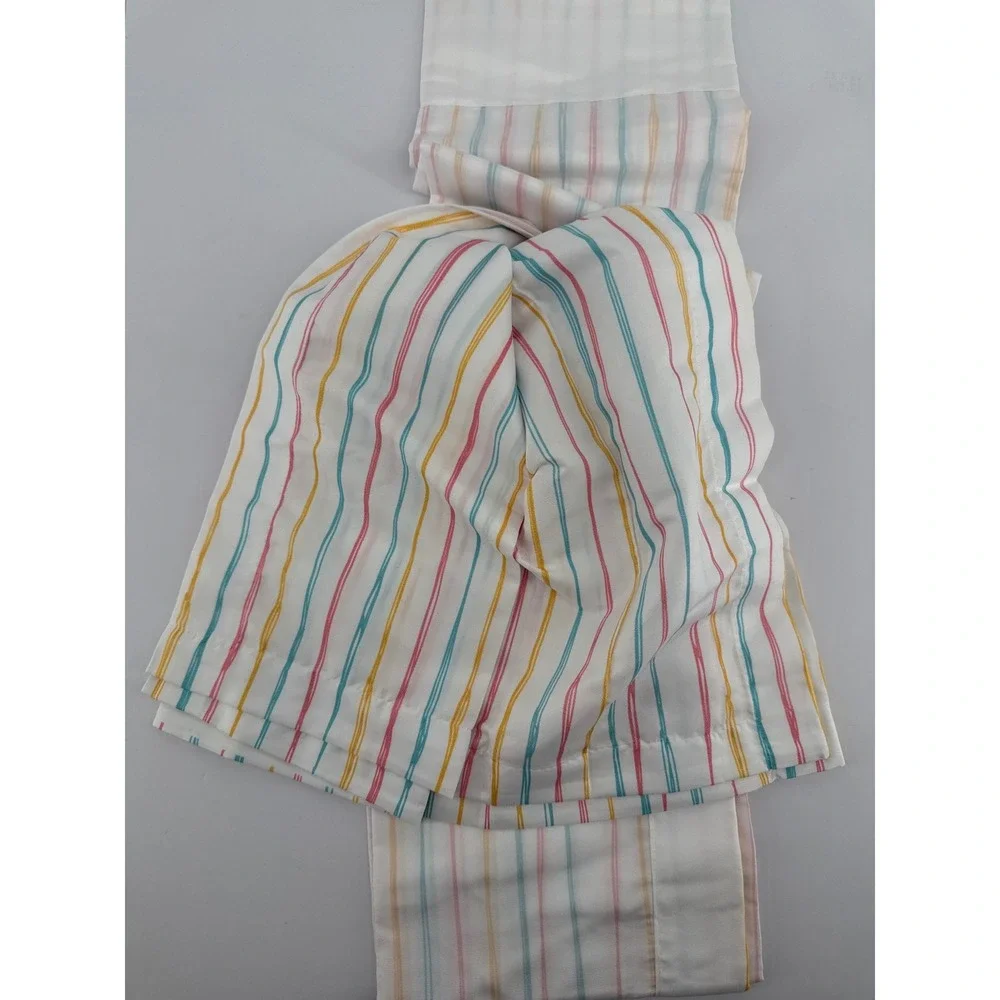 Ambesonne Striped Window Curtains 2 Panel Set Rod Pocket 56x95 Multicolor White